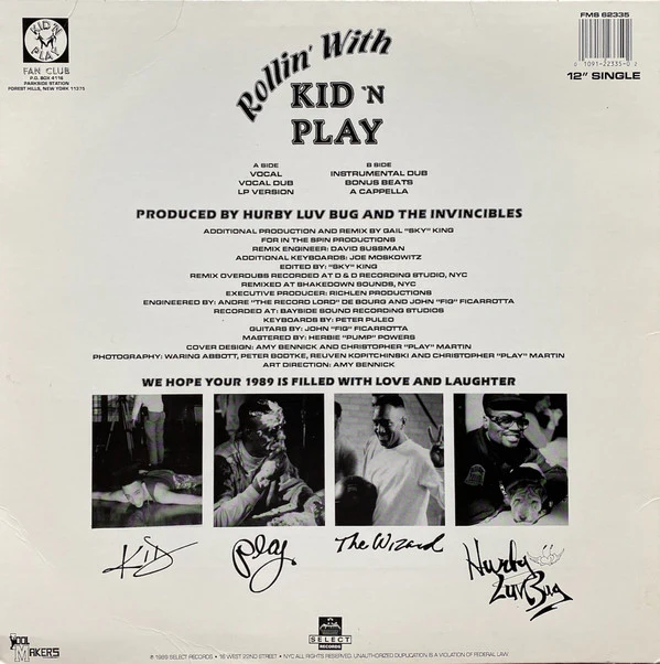 Kid 'N Play* - Rollin' With Kid 'N Play (12", Single) (Very Good Plus (VG+)) (Very Good Plus (VG+)) - Image 2
