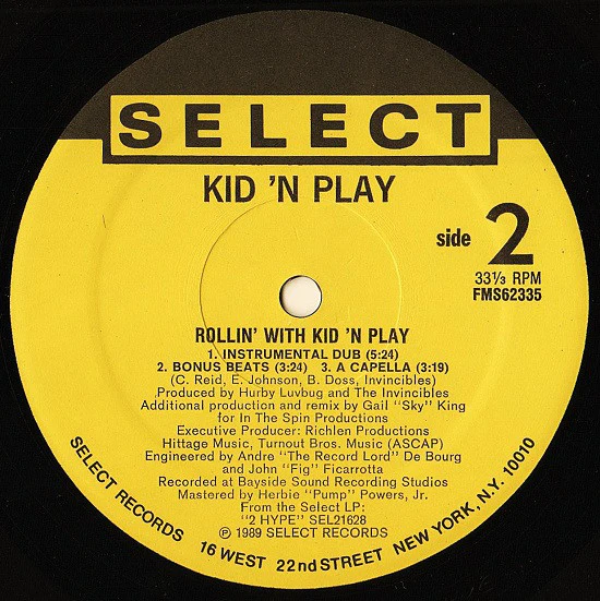 Kid 'N Play* - Rollin' With Kid 'N Play (12", Single) (Very Good Plus (VG+)) (Very Good Plus (VG+)) - Image 4