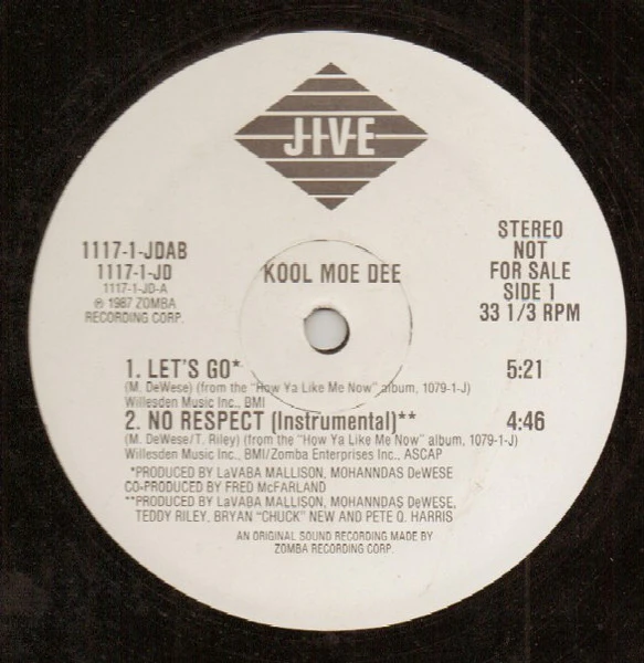 Kool Moe Dee - No Respect / Let's Go (12", Promo) (Very Good Plus (VG+)) - Image 2