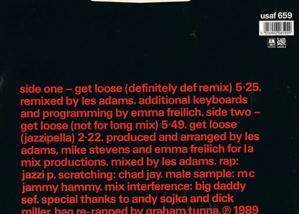 L.A. Mix Featuring Jazzi P - Get Loose (Definitely Def Remix) (12") (Very Good Plus (VG+)) (Very Good Plus (VG+)) - Image 2