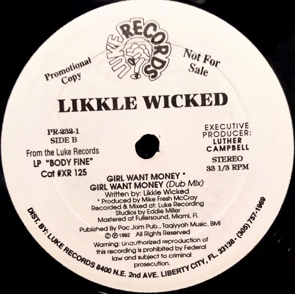Likkle Wicked - No Rush Mi / Girls Want Money (12", Promo) (Very Good Plus (VG+)) - Image 2