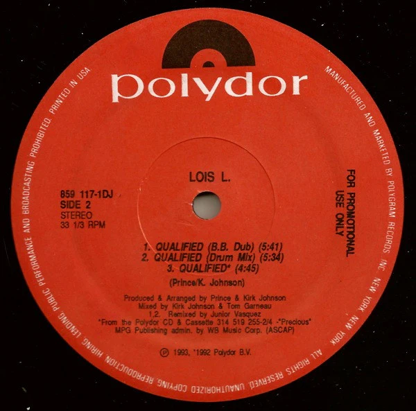 Lois L.* - Qualified (12", Single, Promo) (Very Good Plus (VG+)) (Generic) - Image 4