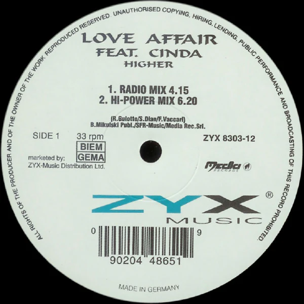 Love Affair Feat. Cinda Ramseur - Higher (12") (Near Mint (NM or M-))