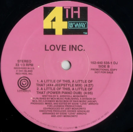 Love Inc. - A Little Of This, A Little Of That (12", Promo) (Very Good Plus (VG+)) - Image 2