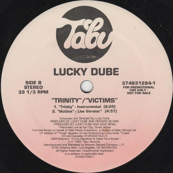 Lucky Dube - Trinity (12", Promo) (Very Good Plus (VG+)) (Very Good Plus (VG+)) - Image 2