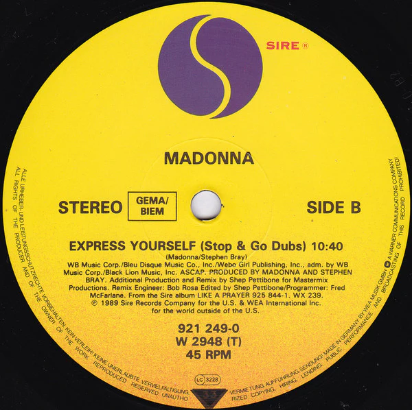 Madonna - Express Yourself (12", Maxi, Als) (Very Good Plus (VG+)) - Image 4
