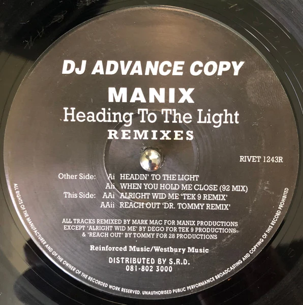 Manix - Heading To The Light (Remixes) (12", Promo) (Good Plus (G+)) (Generic)