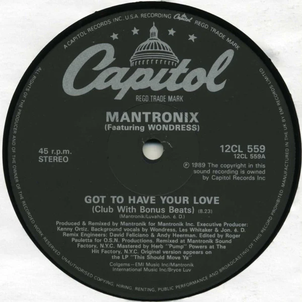 Mantronix Featuring Wondress* - Got To Have Your Love (12", Single) (Very Good Plus (VG+)) (Very Good Plus (VG+)) - Image 3