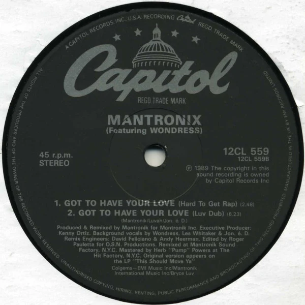 Mantronix Featuring Wondress* - Got To Have Your Love (12", Single) (Very Good Plus (VG+)) (Very Good Plus (VG+)) - Image 4