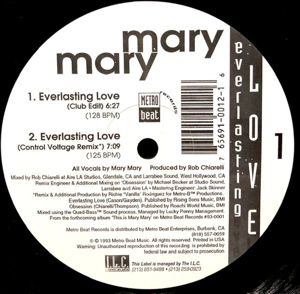 Mary Mary - Everlasting Love (12") (Near Mint (NM or M-))