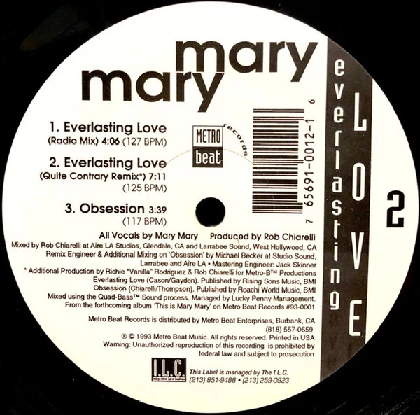 Mary Mary - Everlasting Love (12") (Near Mint (NM or M-)) - Image 2