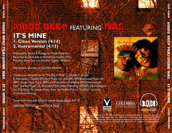 Mobb Deep Featuring Nas - It's Mine (CD, Single, Promo) (Very Good Plus (VG+)) - Image 2