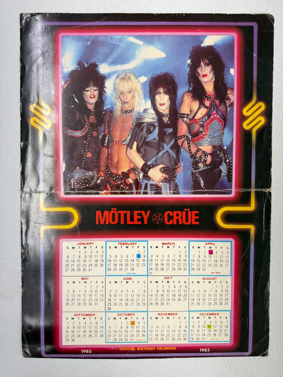 Motley Crue Vintage Official Calendar 1985 Licensed By Funky Enterprises