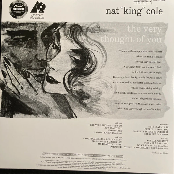 Nat "King" Cole* - The Very Thought Of You (2xLP, Ltd, RE, RM, 200) (Near Mint (NM or M-)) (Very Good Plus (VG+)) - Image 3
