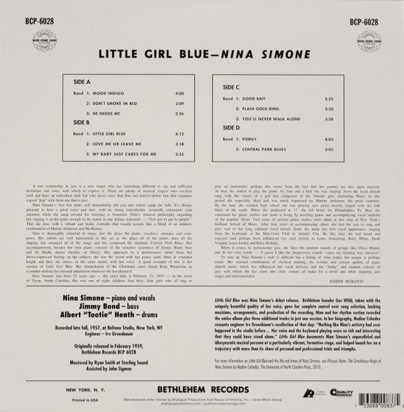 Nina Simone - Little Girl Blue (2x12", Album, RE, RM, 200) (Near Mint (NM or M-)) (Very Good Plus (VG+)) - Image 4