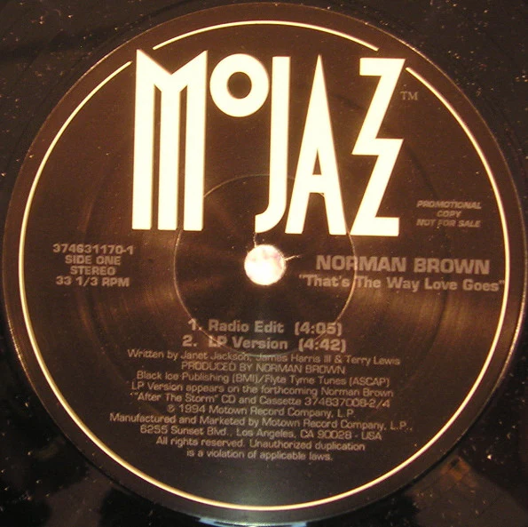 Norman Brown - That's The Way Love Goes (12", Single, Promo) (Very Good Plus (VG+))