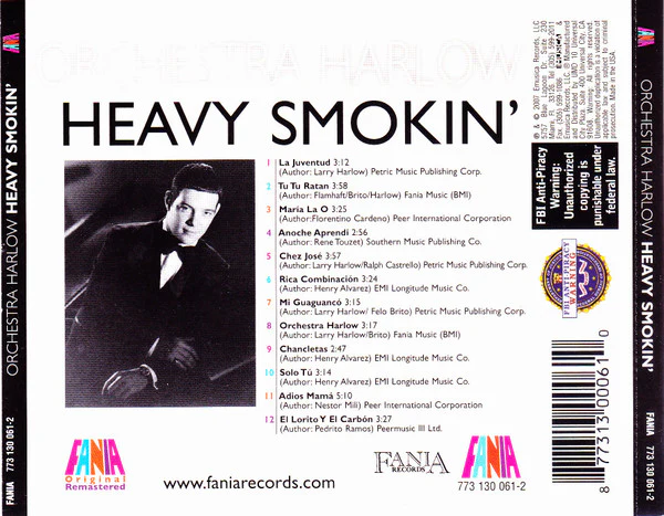 Orchestra Harlow - Heavy Smokin' (CD, Album, RE, RM) (Very Good Plus (VG+)) - Image 2