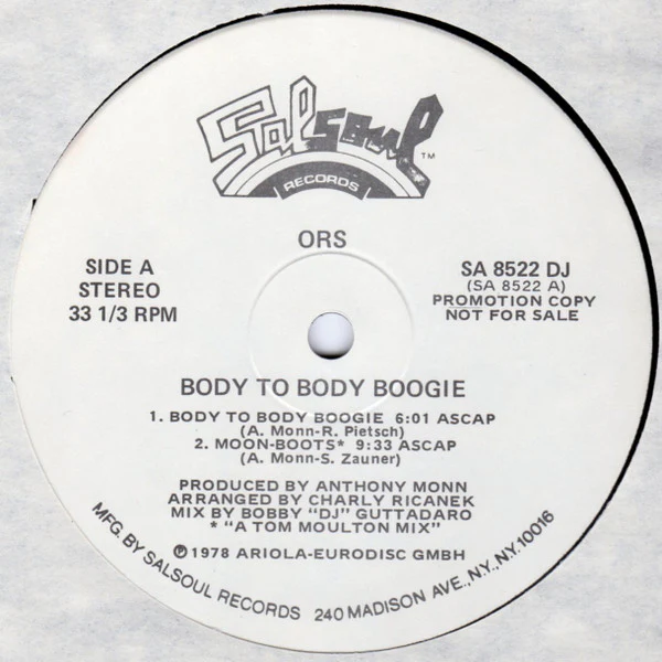 ORS (Orlando Riva Sound)* - Body To Body Boogie (LP, Album, Promo) (Very Good Plus (VG+)) - Image 3