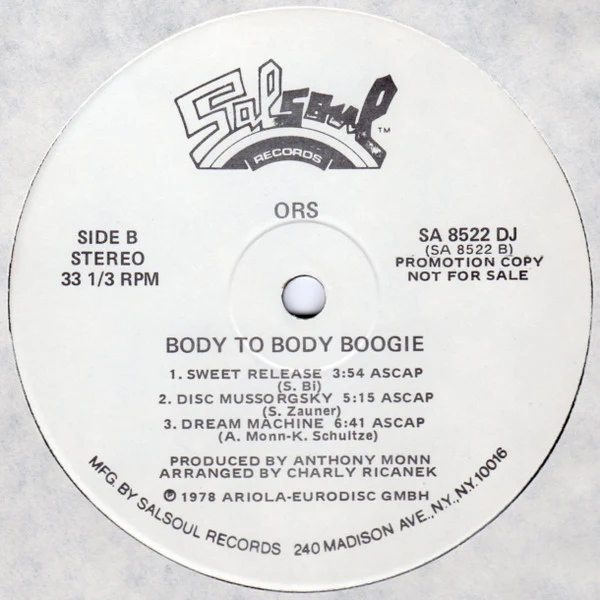 ORS (Orlando Riva Sound)* - Body To Body Boogie (LP, Album, Promo) (Very Good Plus (VG+)) - Image 4