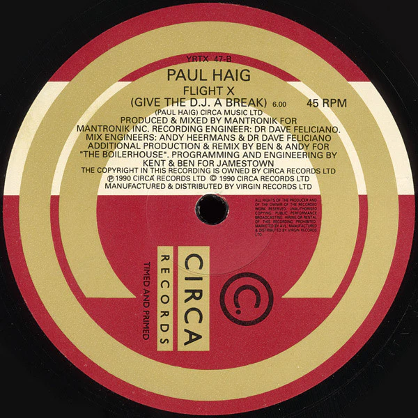 Paul Haig - Flight X (The Boilerhouse Remixes) (12", Single) (Very Good Plus (VG+)) (Very Good Plus (VG+)) - Image 4