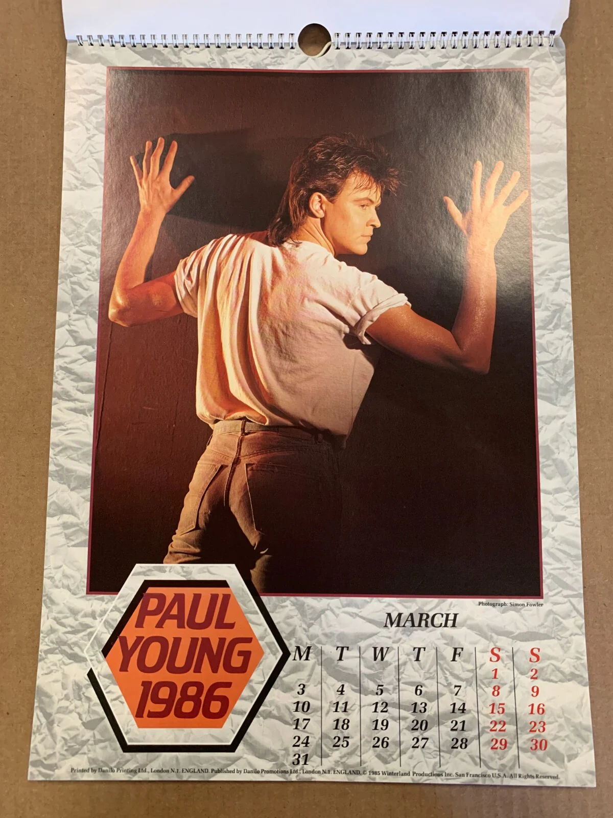 PAUL YOUNG 1986 calendar - Image 2