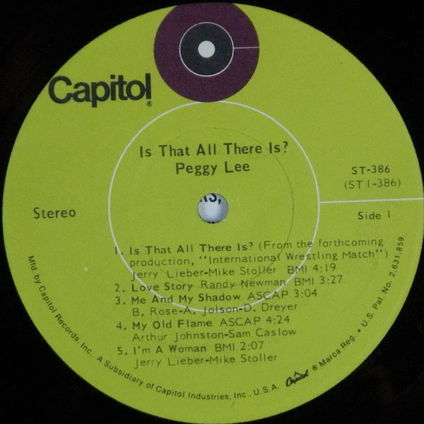 Peggy Lee - Is That All There Is? (LP, Album, Scr) (Very Good Plus (VG+)) - Image 3