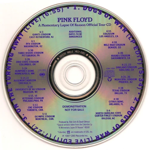 Pink Floyd - A Momentary Lapse Of Reason Official Tour CD (CD, Promo) (Near Mint (NM or M-)) - Image 3