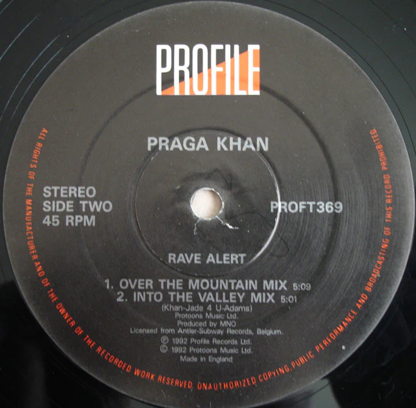 Praga Khan - Rave Alert! (12", Single) (Very Good Plus (VG+)) (Very Good Plus (VG+)) - Image 4