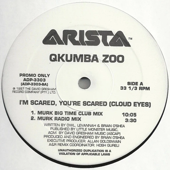 Qkumba Zoo - I'm Scared, You're Scared {Cloud Eyes} (12", Promo) (Very Good Plus (VG+)) - Image 4