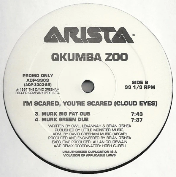 Qkumba Zoo - I'm Scared, You're Scared {Cloud Eyes} (12", Promo) (Very Good Plus (VG+)) - Image 5