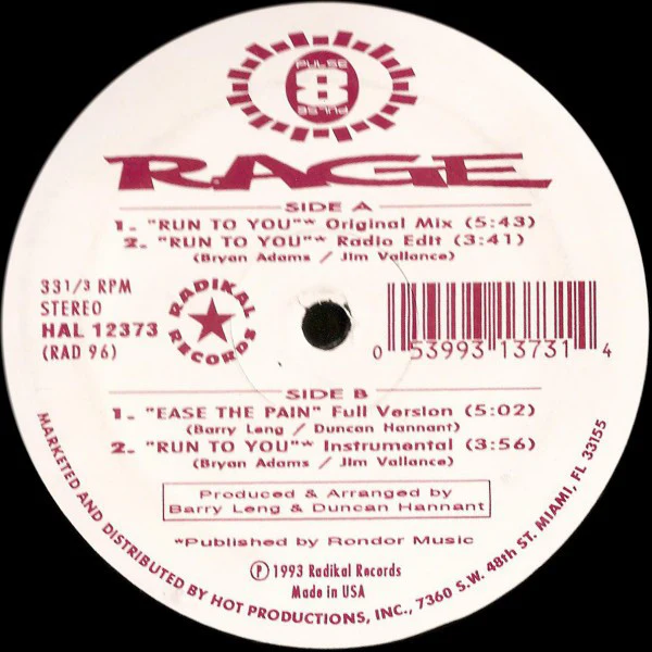 Rage - Run To You (12") (Very Good Plus (VG+))