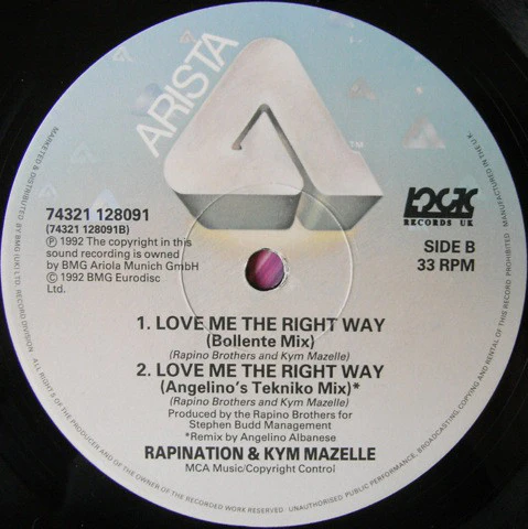 Rapination* & Kym Mazelle - Love Me The Right Way (12") (Very Good Plus (VG+)) (Very Good Plus (VG+)) - Image 4