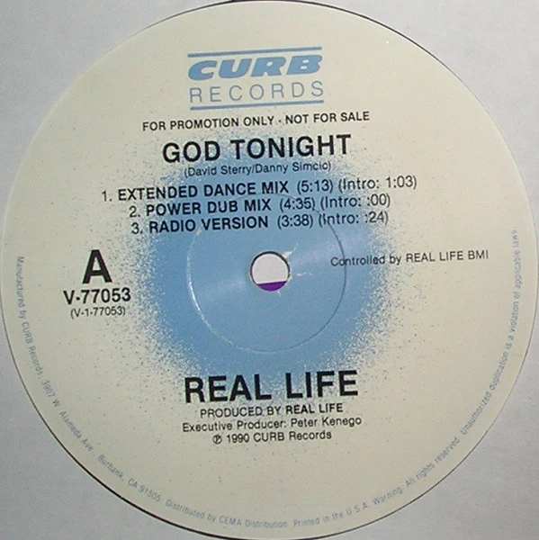 Real Life - God Tonight (12", Single, Promo) (Very Good Plus (VG+)) (Very Good Plus (VG+)) - Image 3