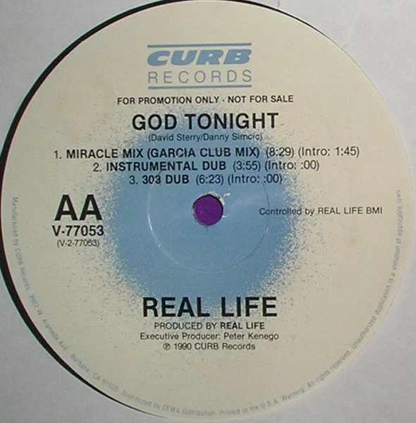 Real Life - God Tonight (12", Single, Promo) (Very Good Plus (VG+)) (Very Good Plus (VG+)) - Image 4