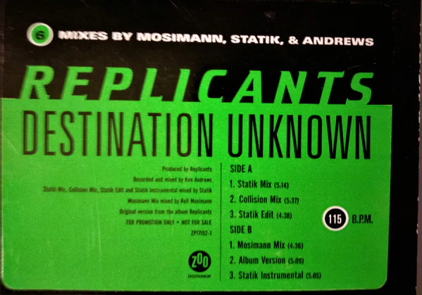 Replicants - Destination Unknown (12", Promo) (Very Good Plus (VG+)) - Image 3