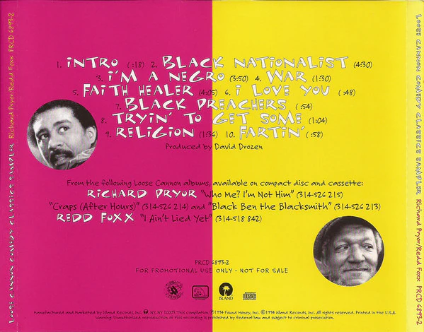 Richard Pryor & Redd Foxx - Comedy Classics Sampler (CD, Promo, Smplr) (Near Mint (NM or M-)) - Image 2