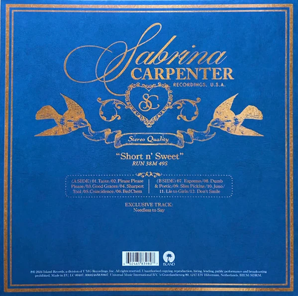 Sabrina Carpenter - Short N' Sweet (LP, Album, Ltd, Cle) (Near Mint (NM or M-)) (Very Good Plus (VG+)) - Image 3