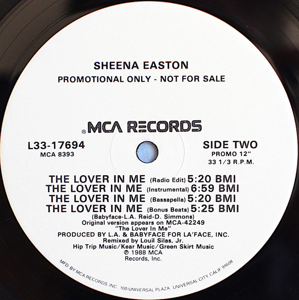 Sheena Easton - The Lover In Me (12", Single, Promo) (Very Good Plus (VG+)) (Very Good Plus (VG+)) - Image 4
