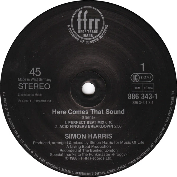 Simon Harris - Here Comes That Sound (12") (Very Good Plus (VG+)) (Very Good Plus (VG+)) - Image 2