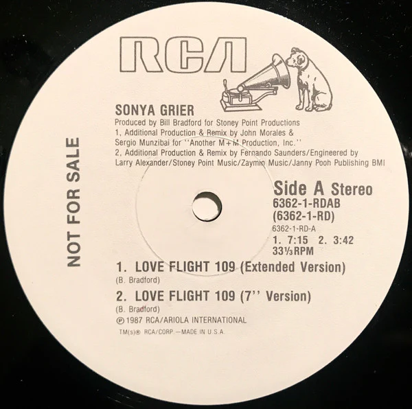 Sonya Grier - Love Flight 109 (12", Promo) (Very Good Plus (VG+)) - Image 2