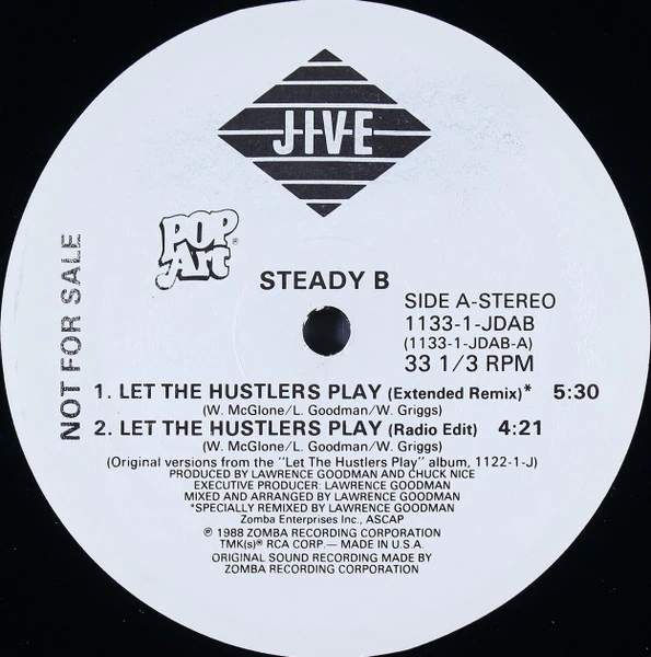 Steady B - Let The Hustlers Play (12", Promo) (Very Good Plus (VG+)) (Very Good Plus (VG+)) - Image 3