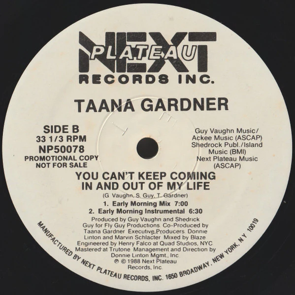 Taana Gardner - You Can't Keep Coming In And Out Of My Life (12", Promo) (Very Good Plus (VG+)) - Image 2