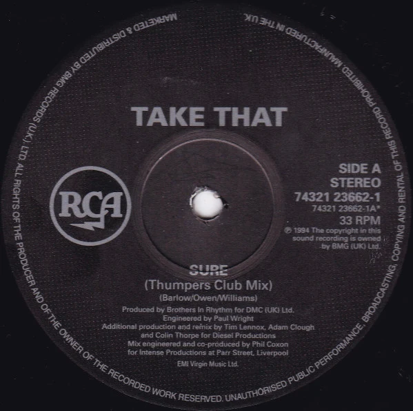 Take That - Sure (12", Single, Ltd, Tou) (Very Good Plus (VG+)) - Image 3