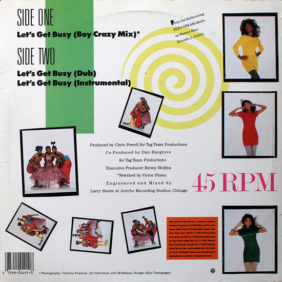 Teen Dream With Valentino* - Let's Get Busy (12", Maxi) (Very Good Plus (VG+)) - Image 2