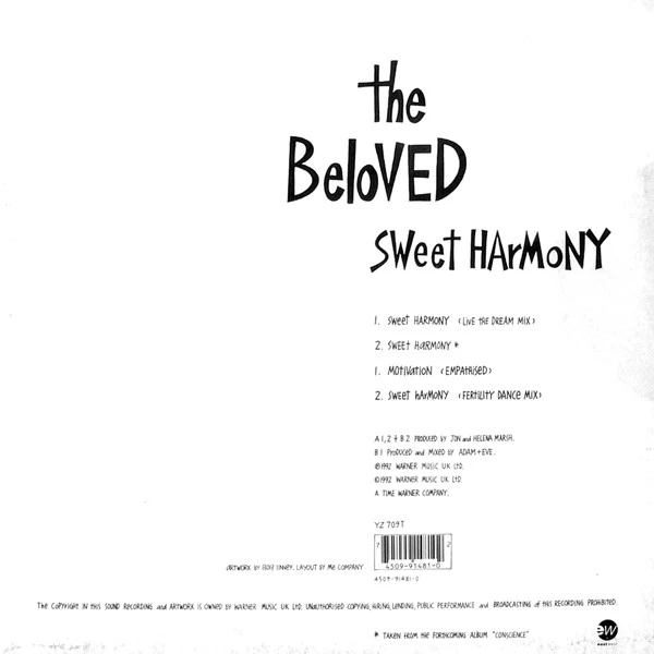 The Beloved - Sweet Harmony (12", Single) (Very Good Plus (VG+)) (Very Good (VG)) - Image 3