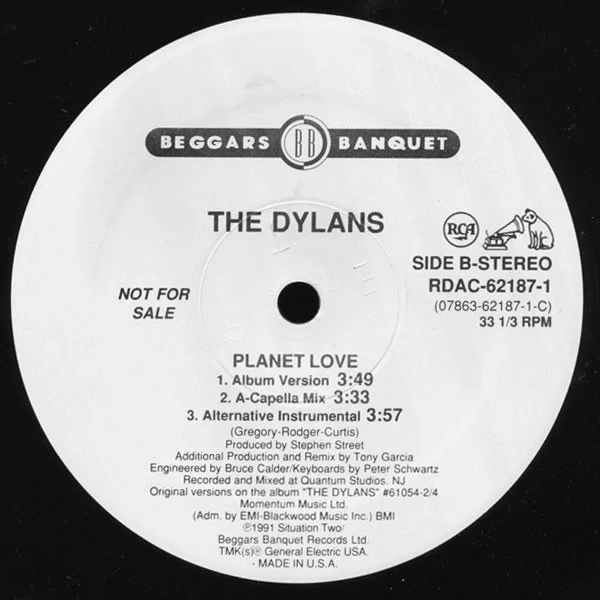The Dylans - Planet Love (12", Single, Promo) (Very Good Plus (VG+)) (Generic) - Image 2