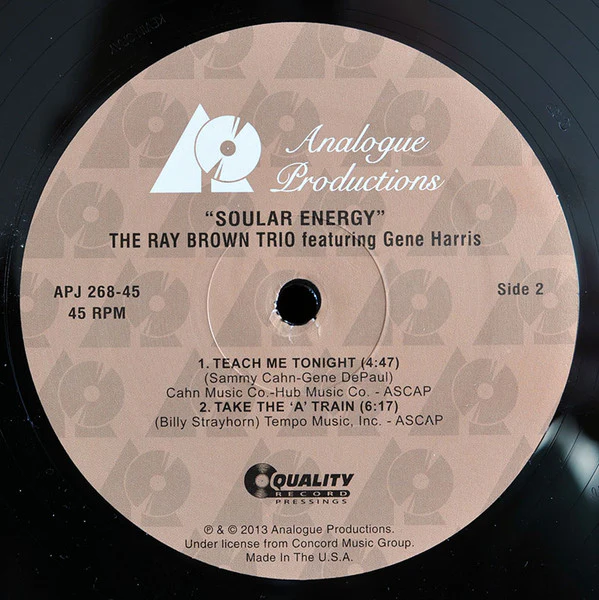 The Ray Brown Trio* Featuring Gene Harris - Soular Energy (2xLP, Ltd, RE, RM, 200) (Very Good Plus (VG+)) (Very Good Plus (VG+)) - Image 5