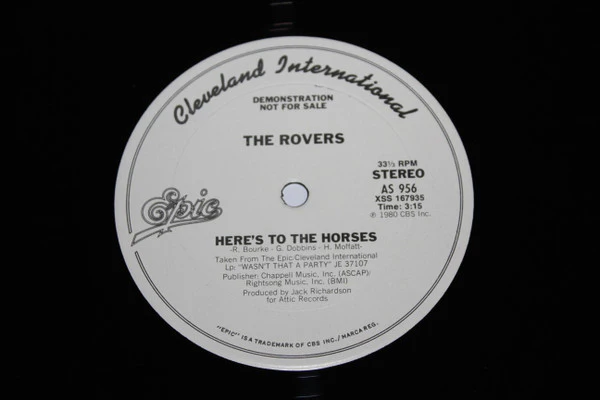 The Rovers  - Wasn't That A Party / Here's To The Horses (12", Single, Promo) (Very Good Plus (VG+)) - Image 2