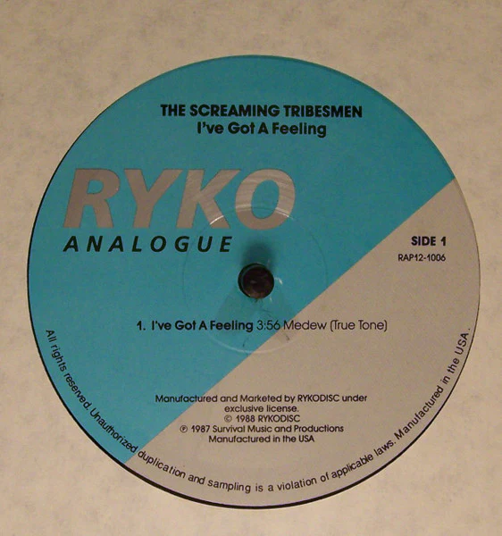 The Screaming Tribesmen - I've Got A Feeling (12", Single, Promo) (Very Good Plus (VG+)) - Image 4