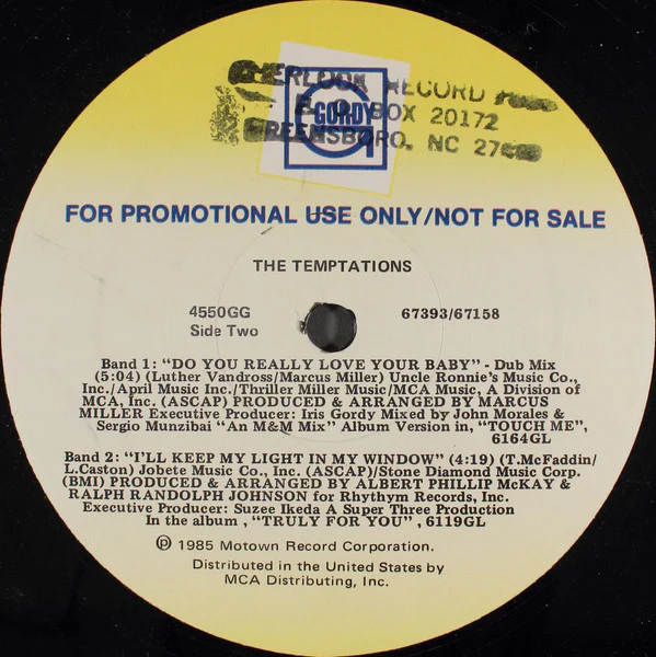 The Temptations - Do You Really Love Your Baby (12", Promo) (Very Good Plus (VG+)) - Image 2